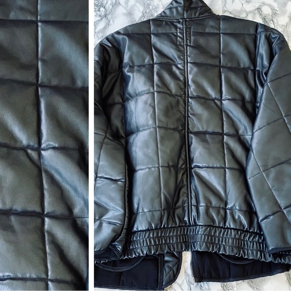 NWT Free People Quilted Vegan Leather Bomber Jacket in Black - Picture 11 of 16